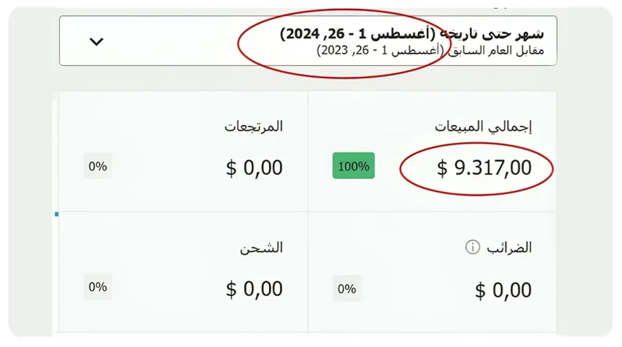 لوحة مبيعات: 9,317 دولار